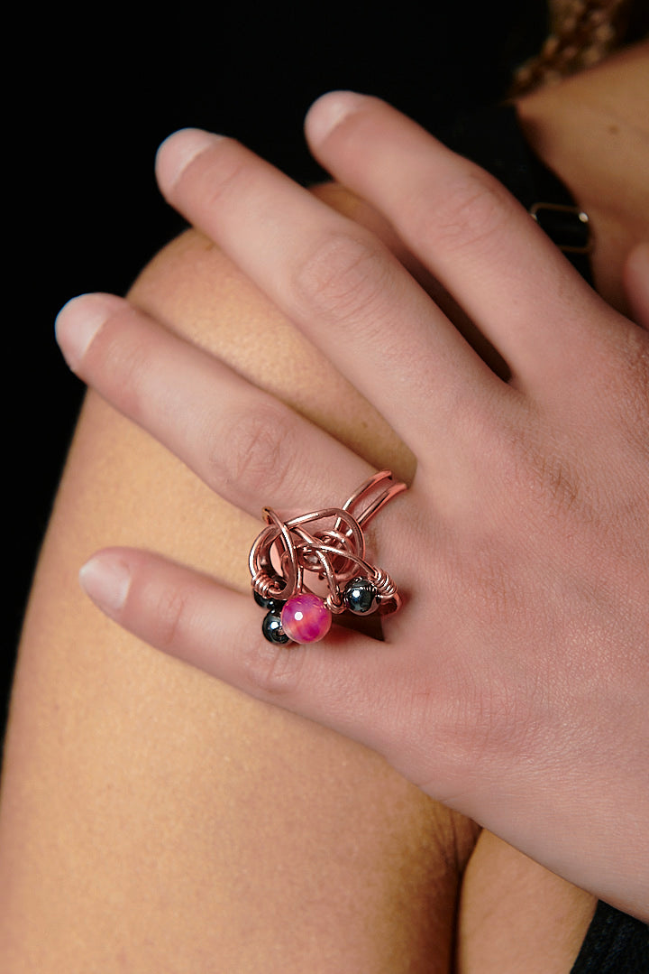 Orbit Cluster – Handmade Copper Ring with Stones